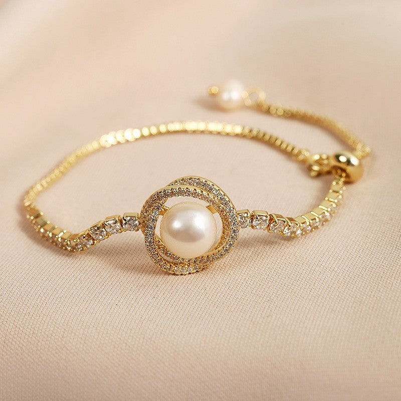 Mode Perlen-Strap Diamant-Armband – Elegant
