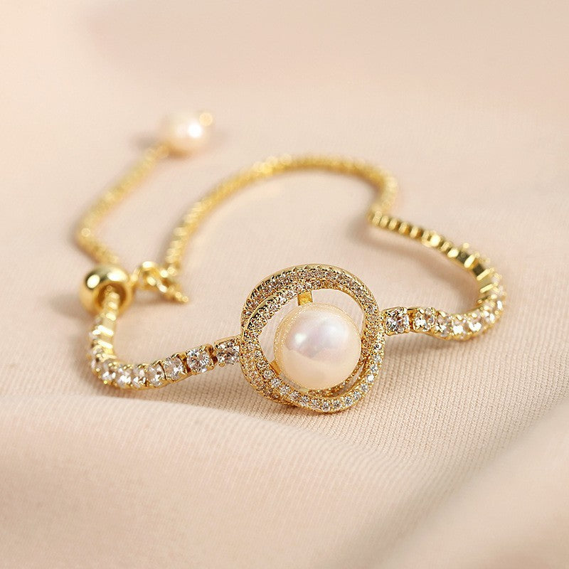 Mode Perlen-Strap Diamant-Armband – Elegant