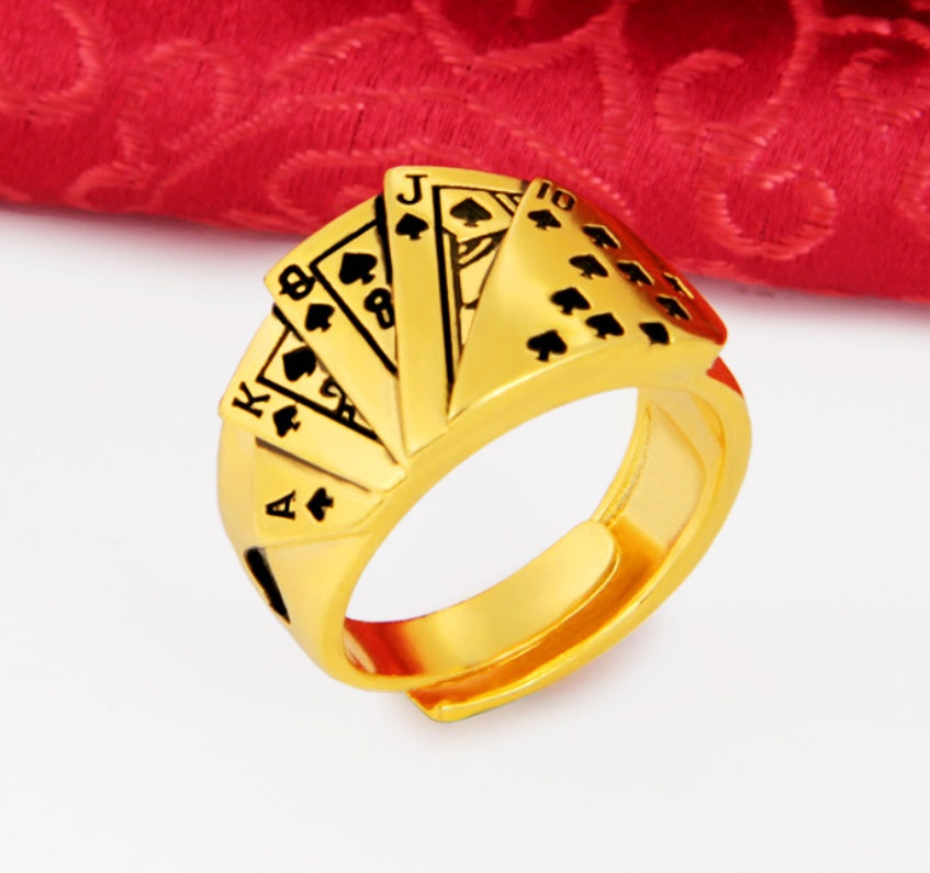 24K Vergoldeter Sandgold-Ring – Ethnischer Stil mit Diamantform