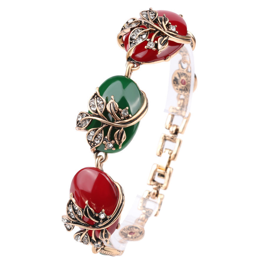 Rubin Resin Pure Ancient Gold Damen Armband