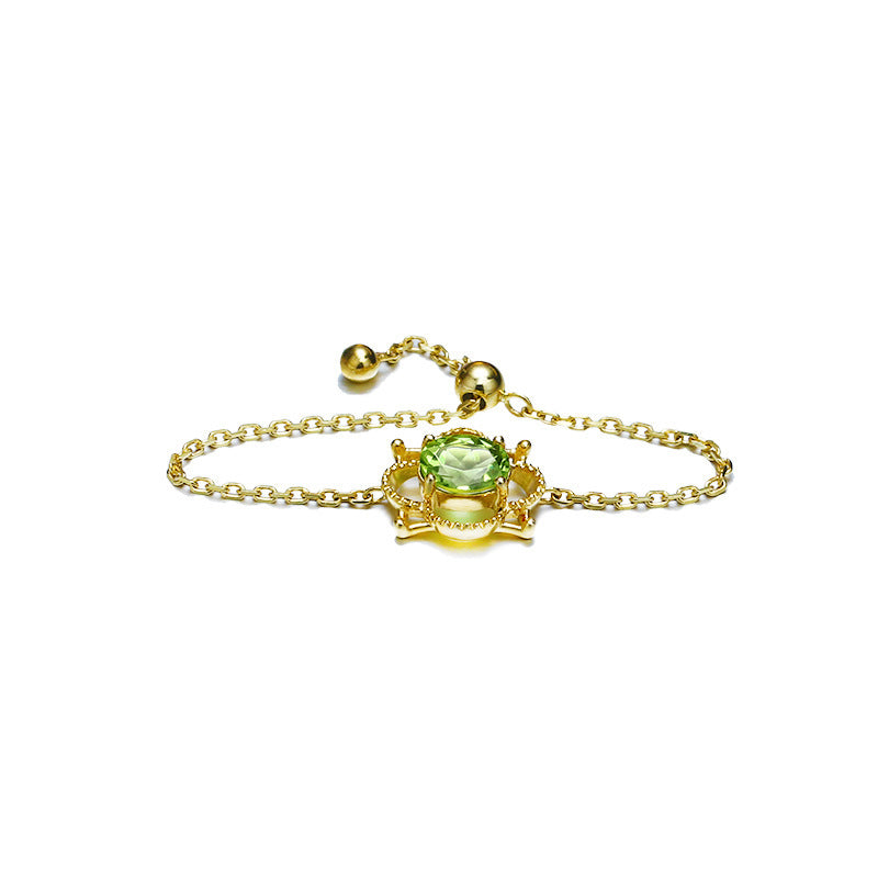 9K Gold Adjustable Chain Ring with Natural Peridot – Elegance in Green