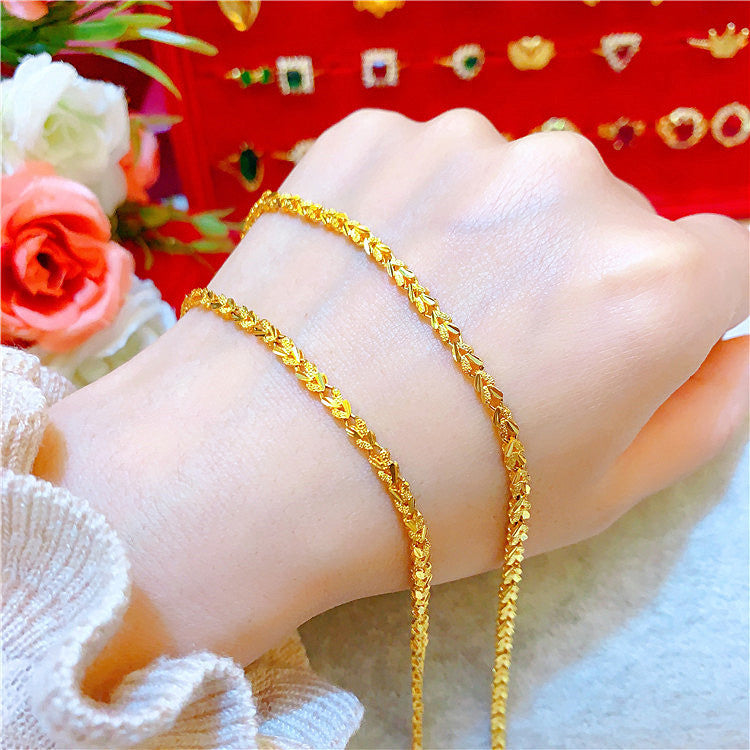 Simulation Vietnam Sand Gold Armband Set für Damen mit Halskette