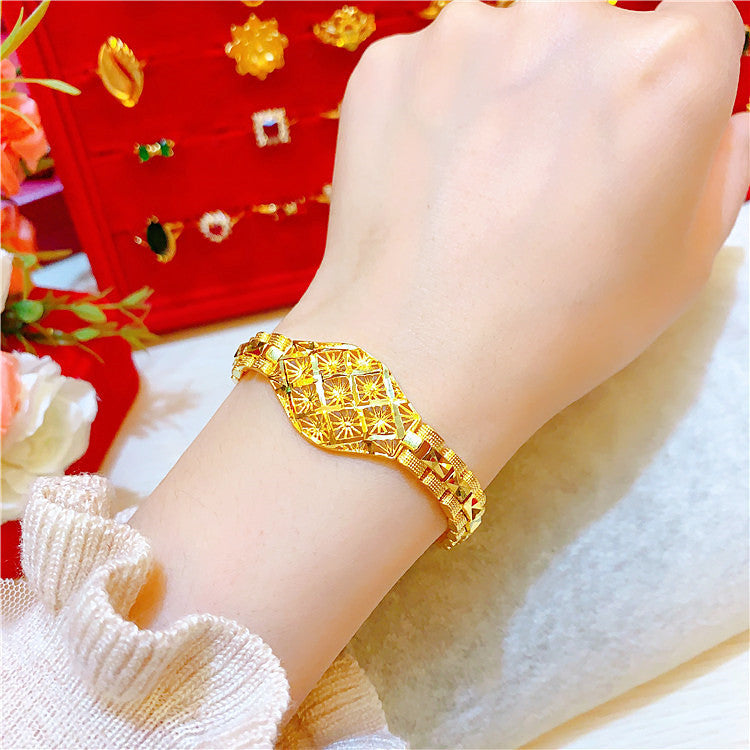 Simulation Vietnam Sand Gold Armband Set für Damen mit Halskette