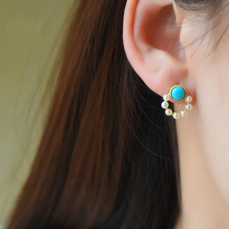 Aretes turquesas aretes circulares con cuentas