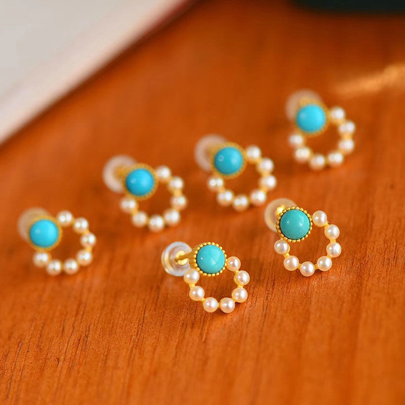 Aretes turquesas aretes circulares con cuentas