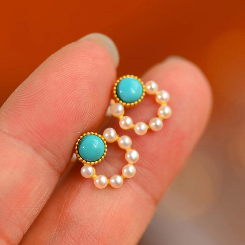Aretes turquesas aretes circulares con cuentas