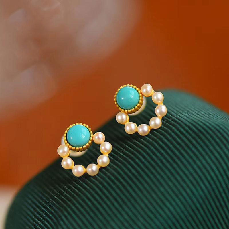 Aretes turquesas aretes circulares con cuentas