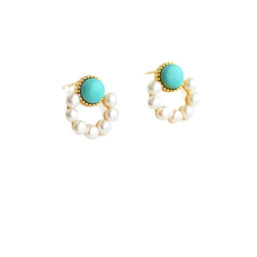 Aretes turquesas aretes circulares con cuentas