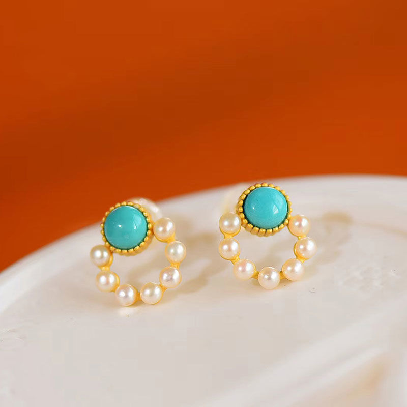 Aretes turquesas aretes circulares con cuentas