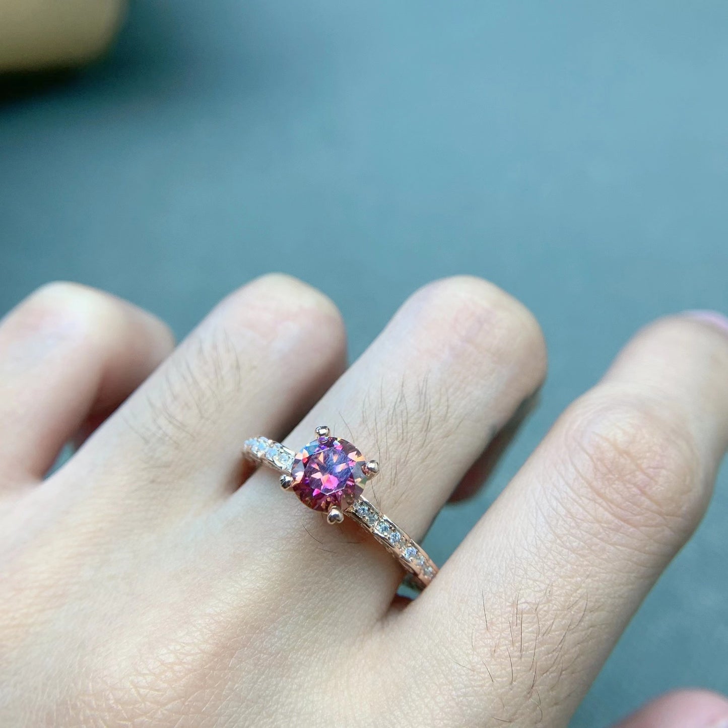 Moissanit-Champagner-Gold-Diamantring – Ethnischer Stil für Damen