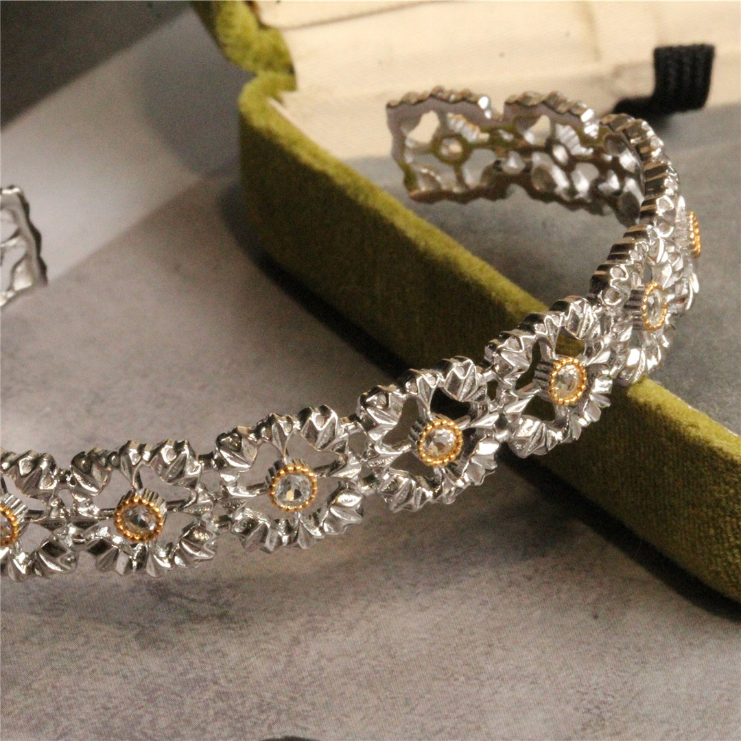 925 Silber Gold Plattiertes Offenes Armband