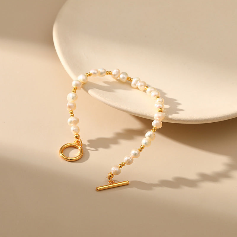 Elegantes Handgemachtes Armband mit Natürlichen Süßwasserperlen