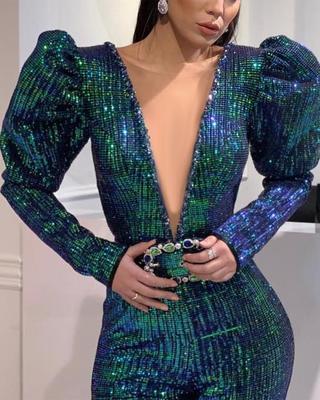 Women's New Sequin Lace Jumpsuit With Long Trousers