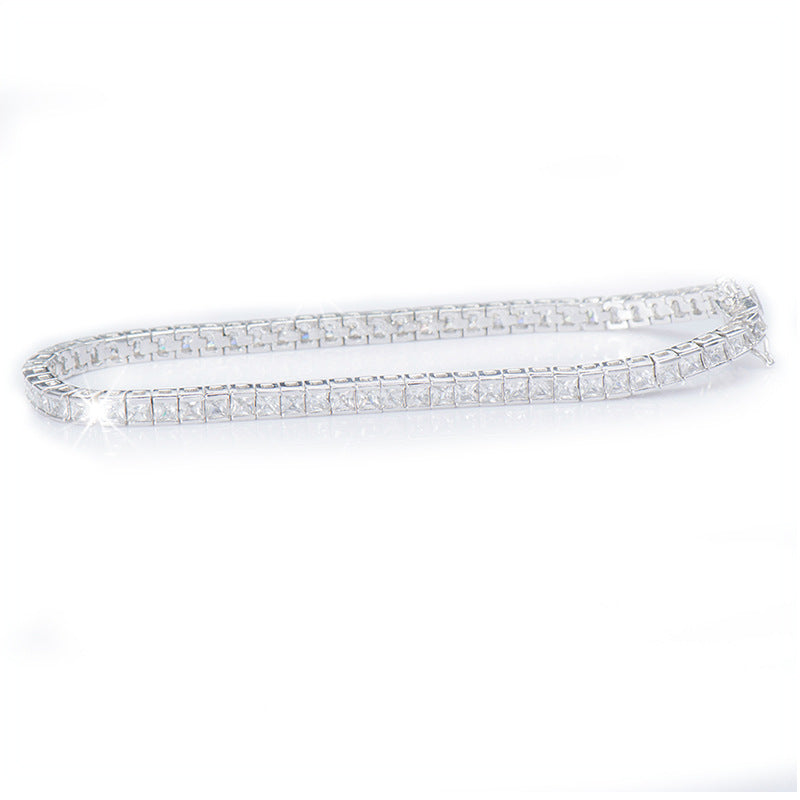 Sterling Silver Bracelet with Square Diamonds – Real Gold Plated
