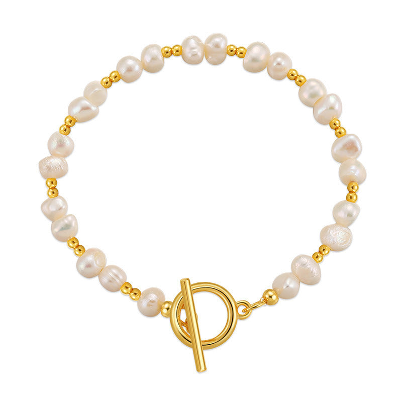 Elegantes Handgemachtes Armband mit Natürlichen Süßwasserperlen