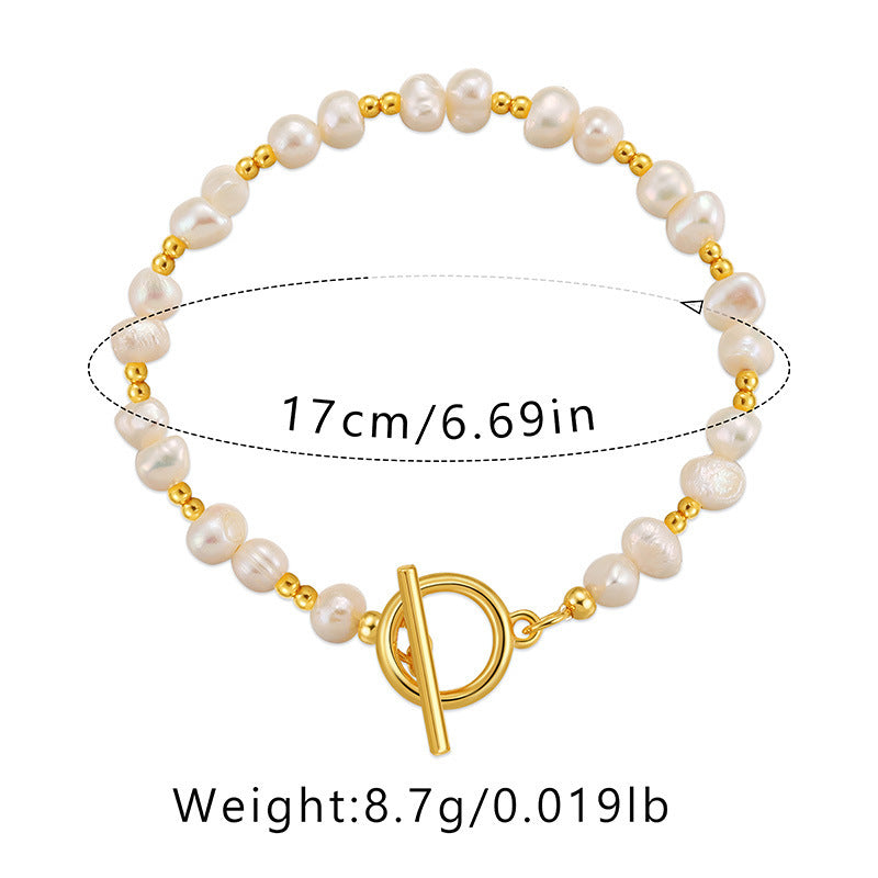 Elegantes Handgemachtes Armband mit Natürlichen Süßwasserperlen