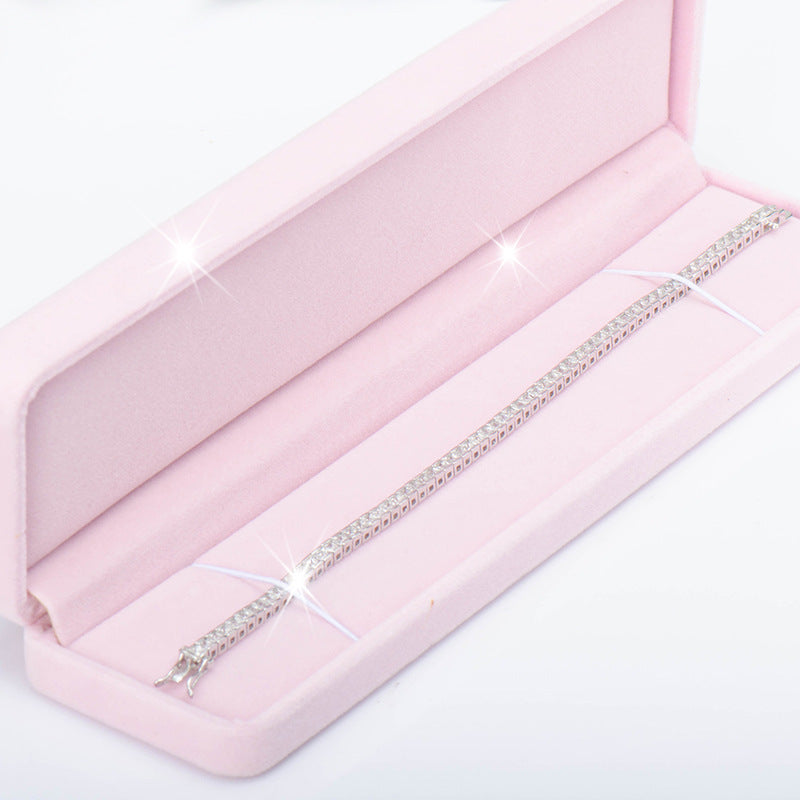 Sterling Silver Bracelet with Square Diamonds – Real Gold Plated
