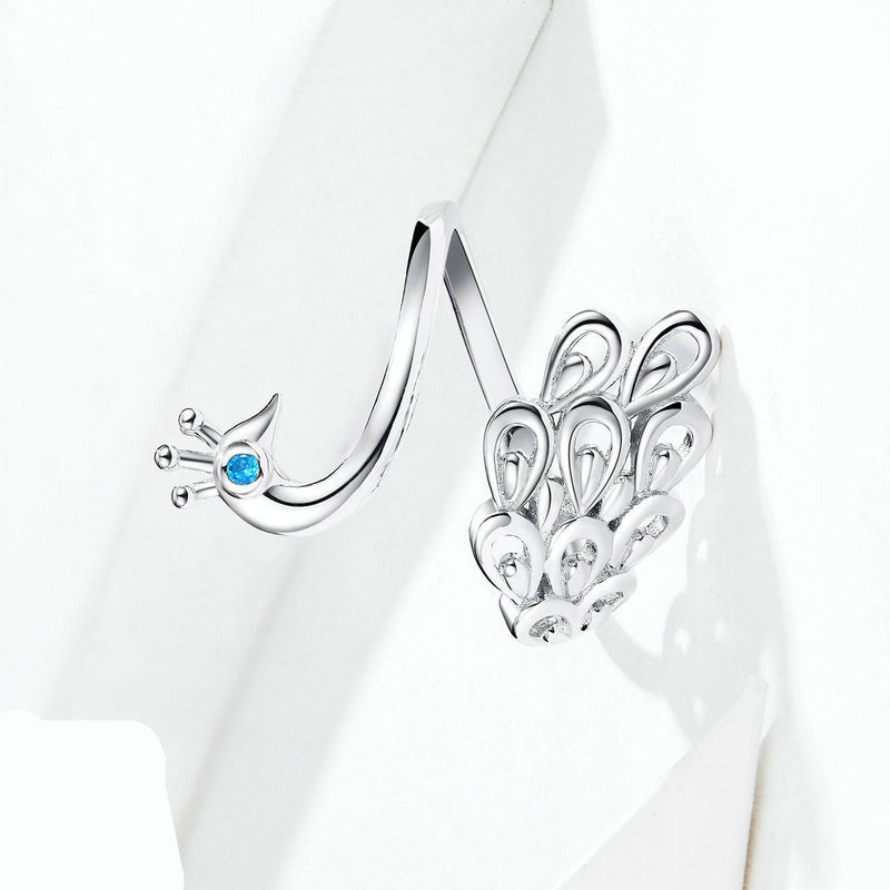 Weißgoldplattierter Pfauenring aus 925er Silber – Eleganz und Glanz