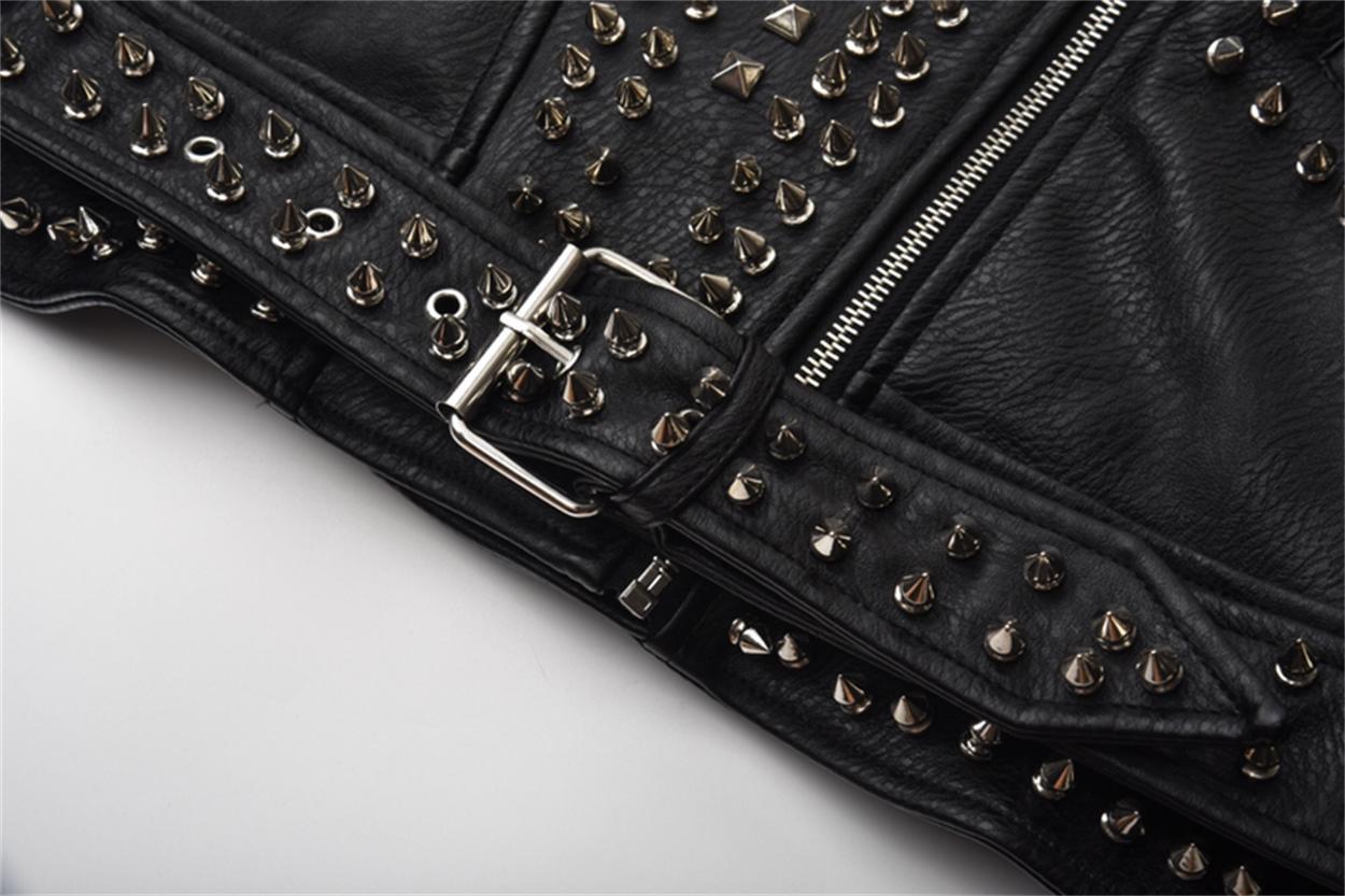 Stylish punk jacket with rivets – rock look made of faux leather