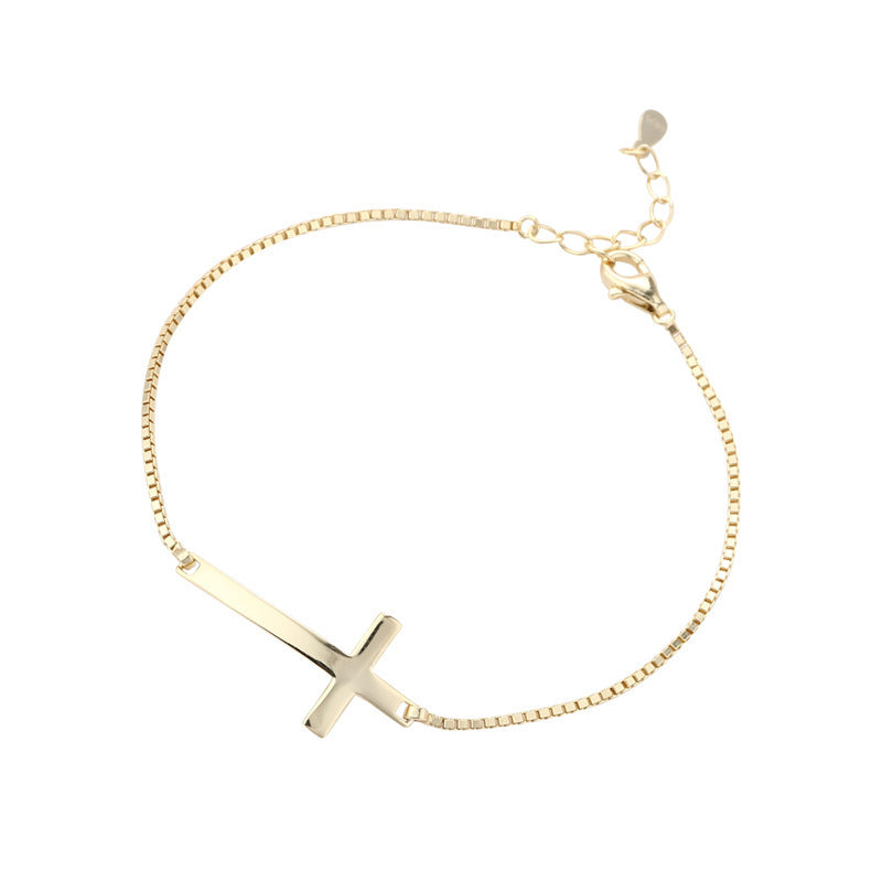 Pulsera Cruzada Chapada En Oro 18K