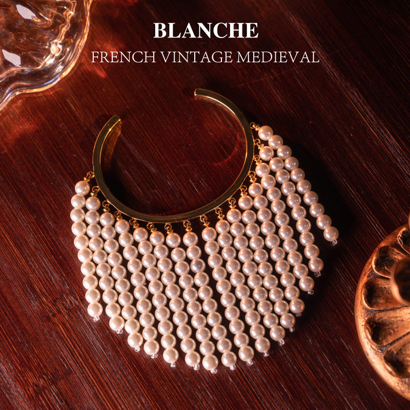 Pulsera Retro Elegante de Cuentas de Vidrio con Borlas - Gracia y Estilo