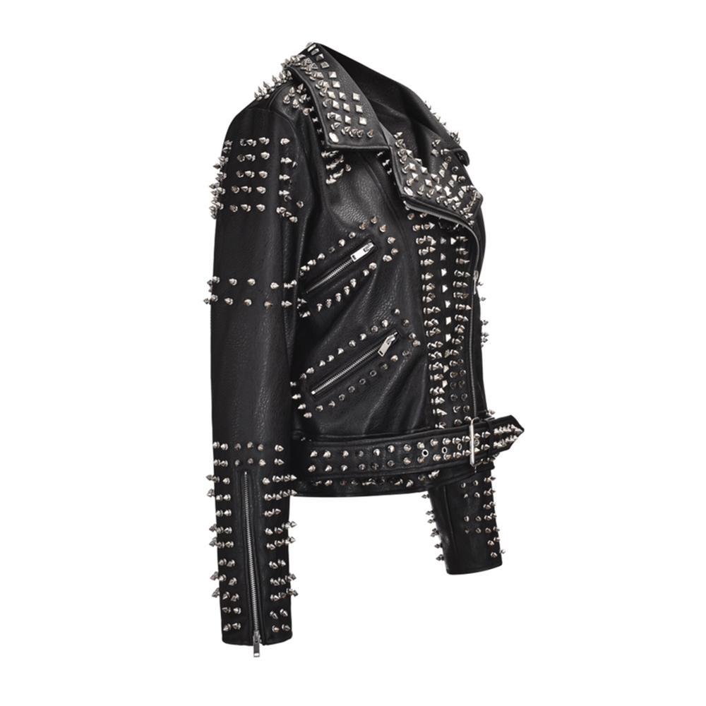 Stylish punk jacket with rivets – rock look made of faux leather