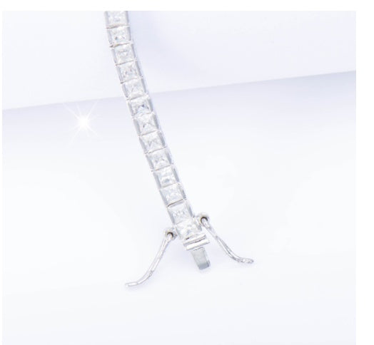 Sterling Silver Bracelet with Square Diamonds – Real Gold Plated