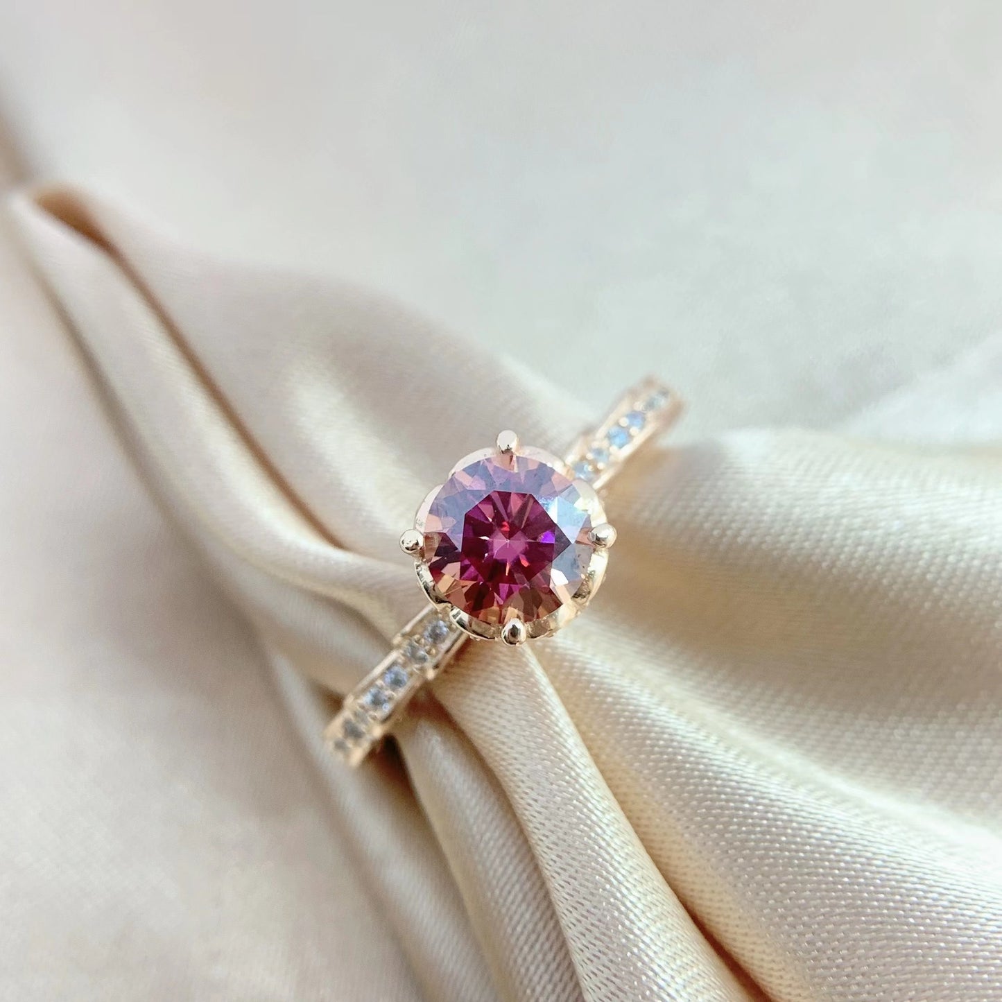 Moissanit-Champagner-Gold-Diamantring – Ethnischer Stil für Damen