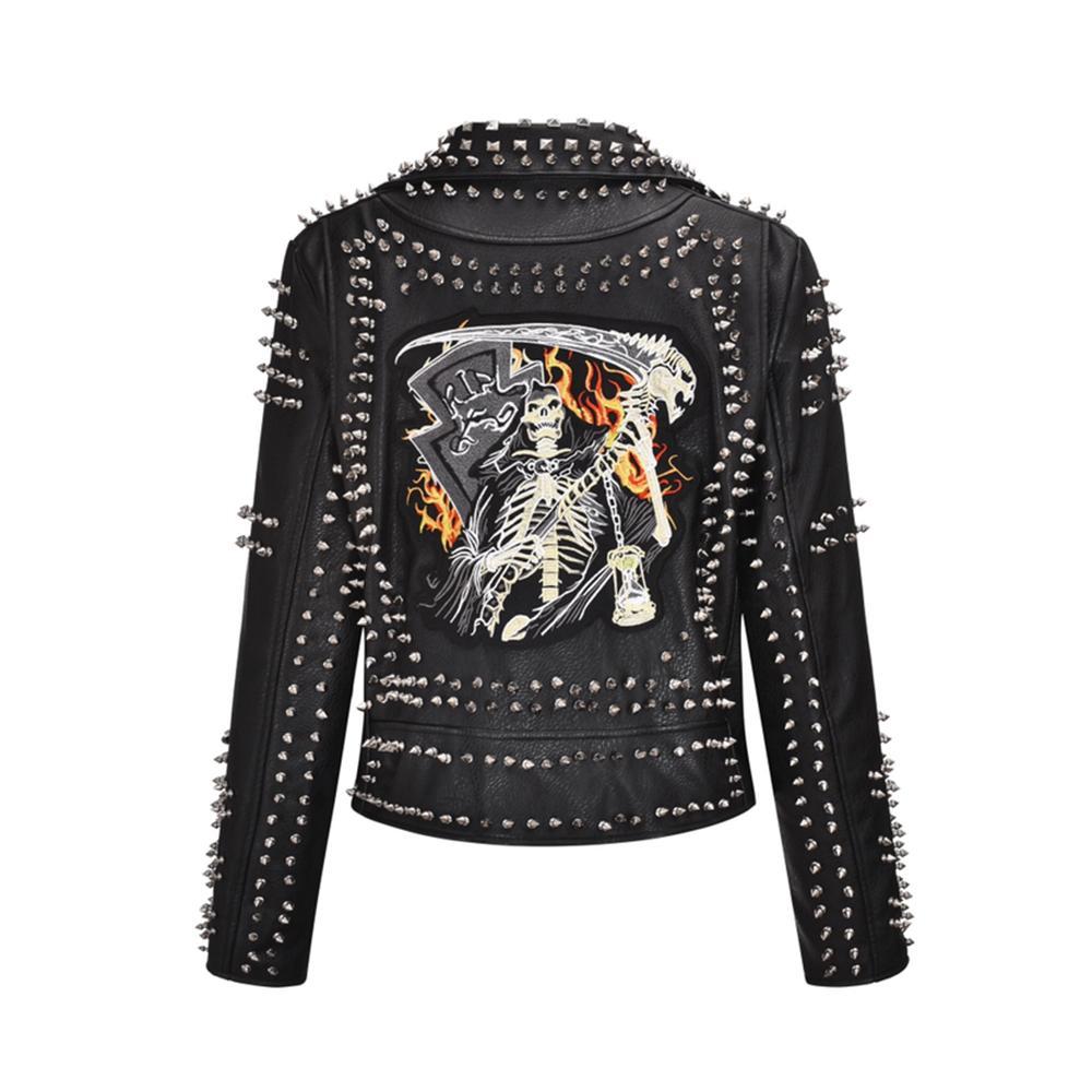 Stylish punk jacket with rivets – rock look made of faux leather