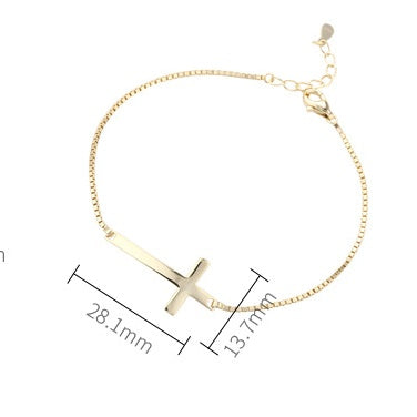 Pulsera Cruzada Chapada En Oro 18K