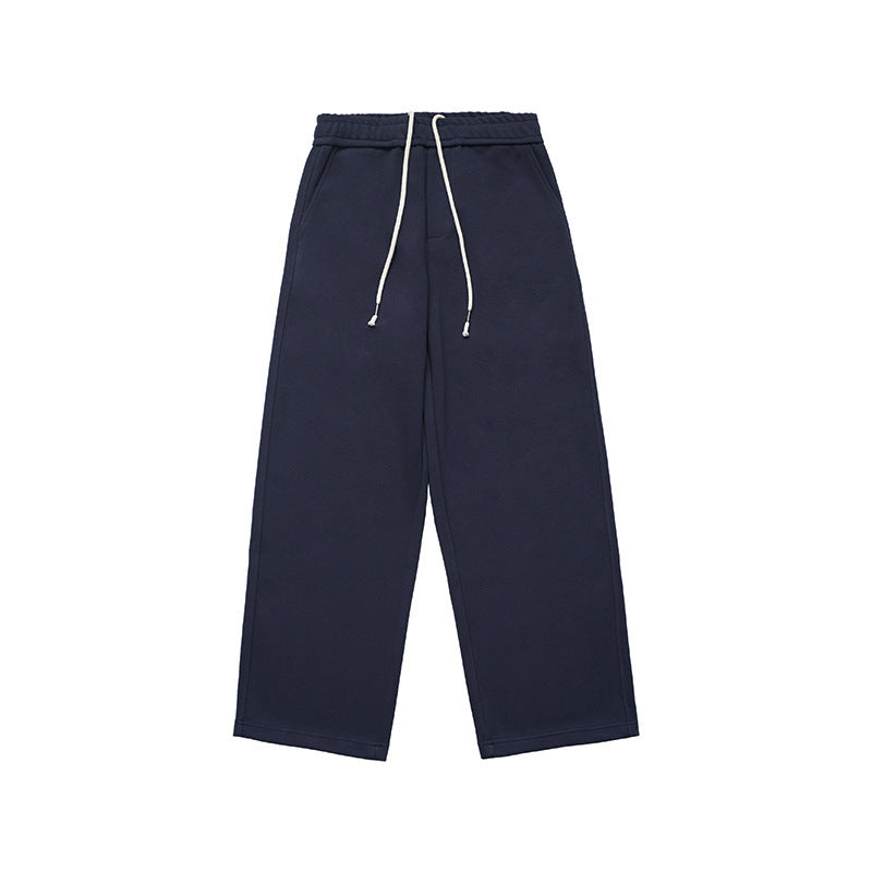 Comfortable Lazy Air Layer Loose Drape Knit Sweatpants with Straight Cut