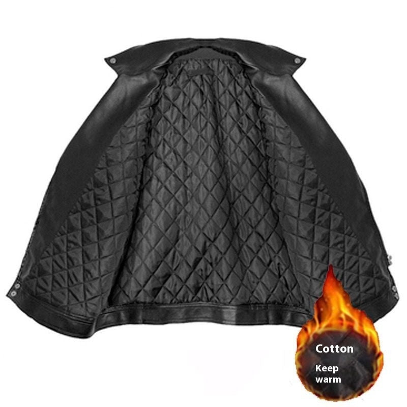 Casual Loose Small Plus Size Black Leather Coat for Women