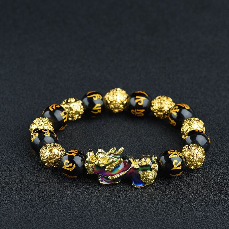 Vergoldetes Armband mit 3D Thermochromischem Pixiu – Symbol für Glück und Reichtum