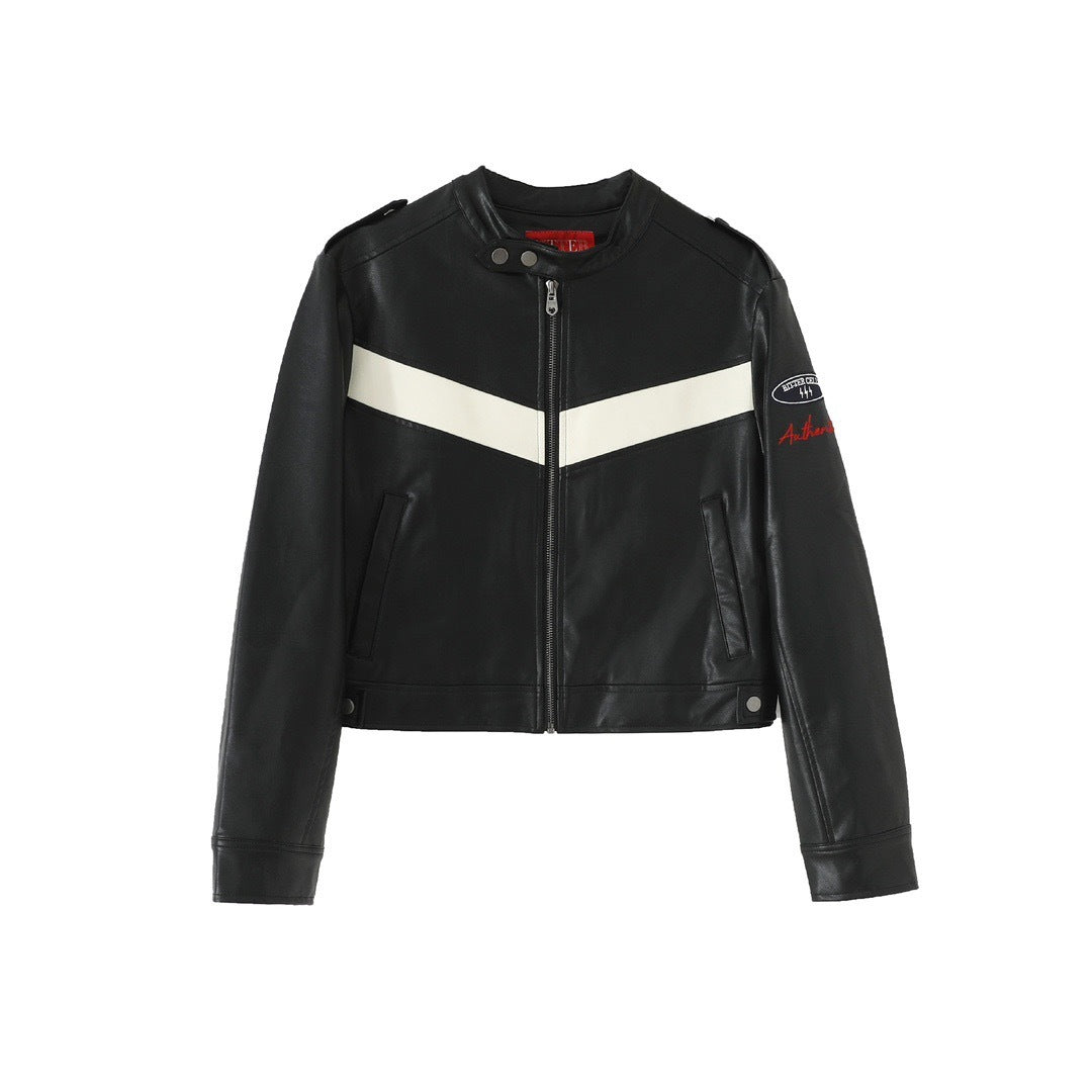 Biker leather jacket in the same color