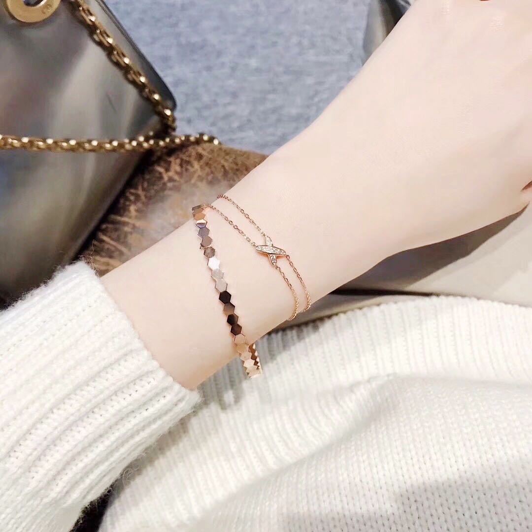 S925 Sterlingsilber Honigwaben-Armband – V-Gold Vergoldet mit Mikrofondetail