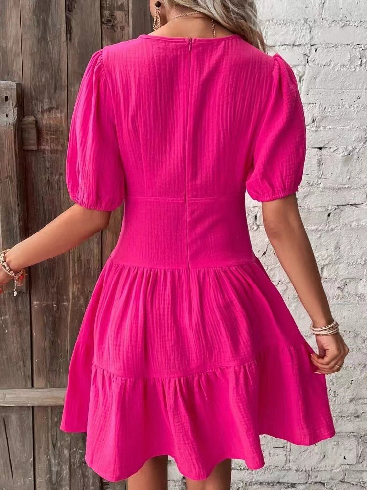 Sommerliches, elegantes Slim-Fit-Kleid in Unifarben für Damen