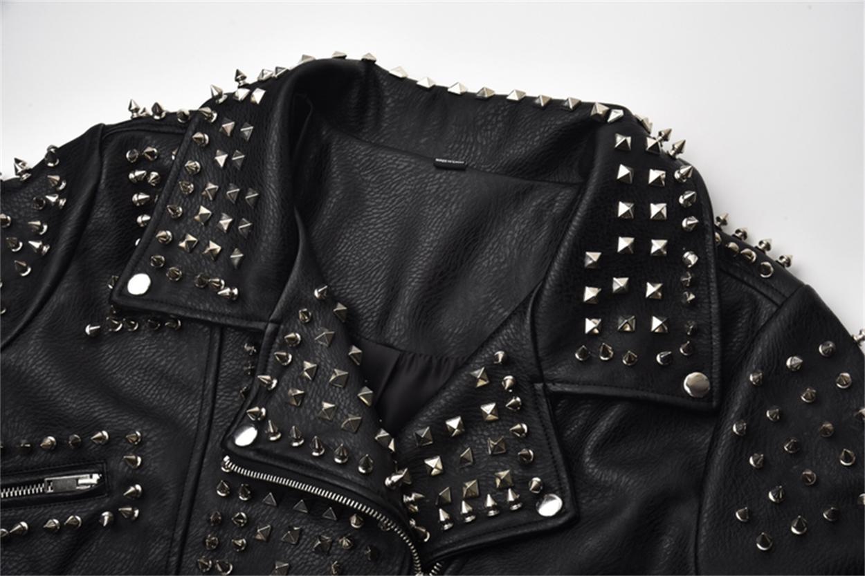 Stylish punk jacket with rivets – rock look made of faux leather
