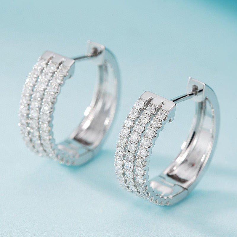 Pendientes de oro blanco de 18 quilates con diamantes naturales