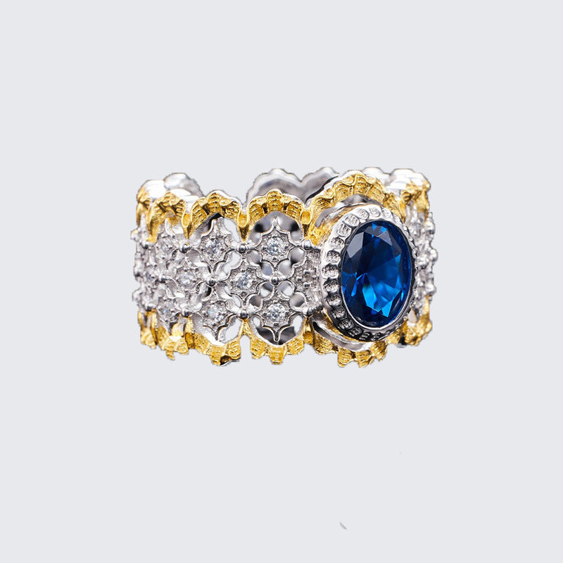 Vergoldeter Zweifarbiger Ring im Palaststil – Retro-Luxus für Damen und Herren