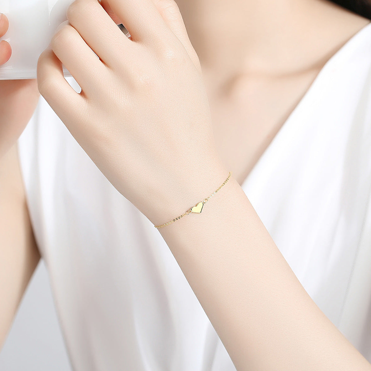 Einfaches 14K Gelbgold Damen Armband