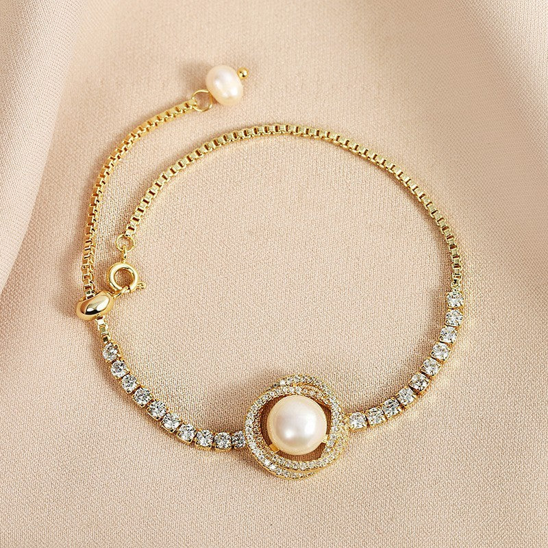 Mode Perlen-Strap Diamant-Armband – Elegant