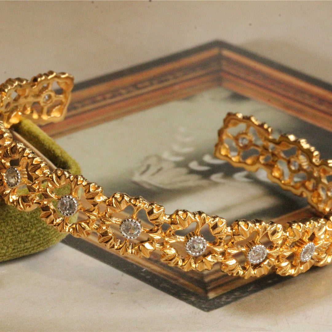 925 Silber Gold Plattiertes Offenes Armband