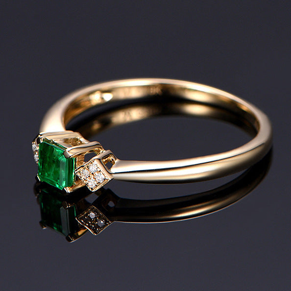18K Gold Plated Emerald Ring – Elegance in a Square Design