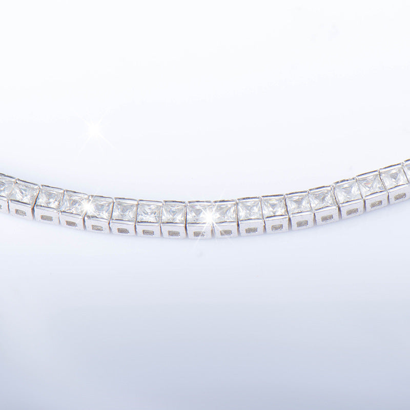 Sterling Silver Bracelet with Square Diamonds – Real Gold Plated