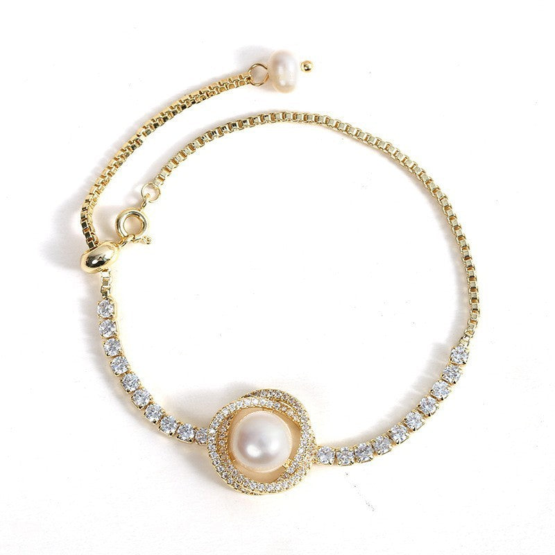 Mode Perlen-Strap Diamant-Armband – Elegant