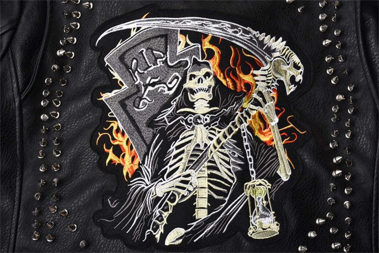 Stylish punk jacket with rivets – rock look made of faux leather