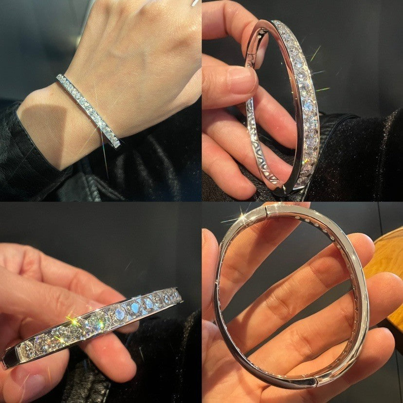 Pulsera de diamantes Mosan bañada en oro de plata pura con 18k, 40 puntos