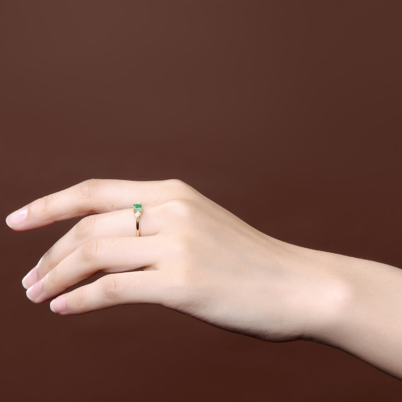 18K Gold Plated Emerald Ring – Elegance in a Square Design