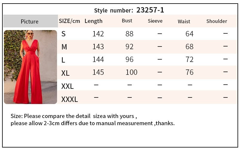 Solid Color V-Ausschnitt High-Waist Jumpsuit mit weiten Hosenbeinen