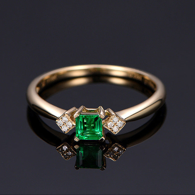 18K Gold Plated Emerald Ring – Elegance in a Square Design
